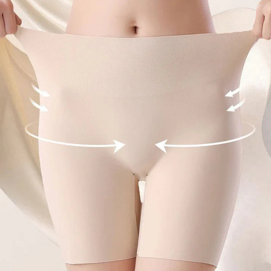Women High-waist Ice Silk Underwear with Tummy-control Hip-lifting 