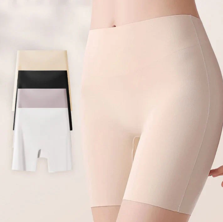 Women High-waist Ice Silk Underwear with Tummy-control Hip-lifting 