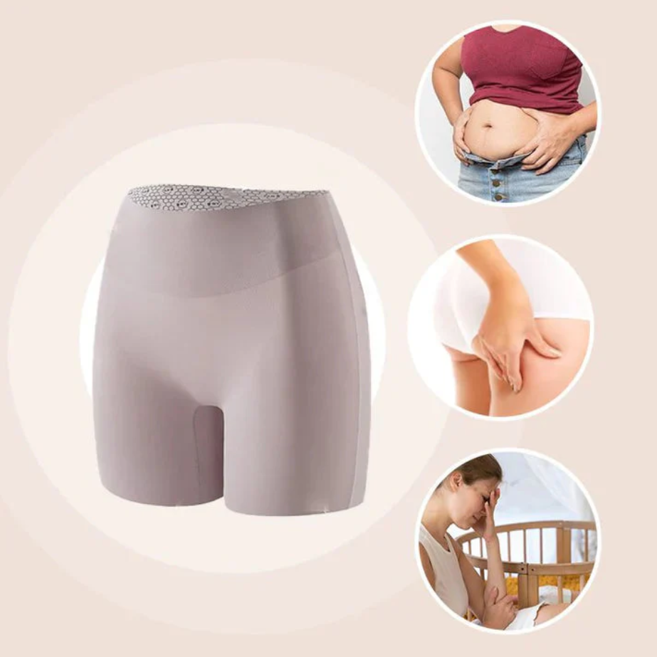 Women High-waist Ice Silk Underwear with Tummy-control Hip-lifting 