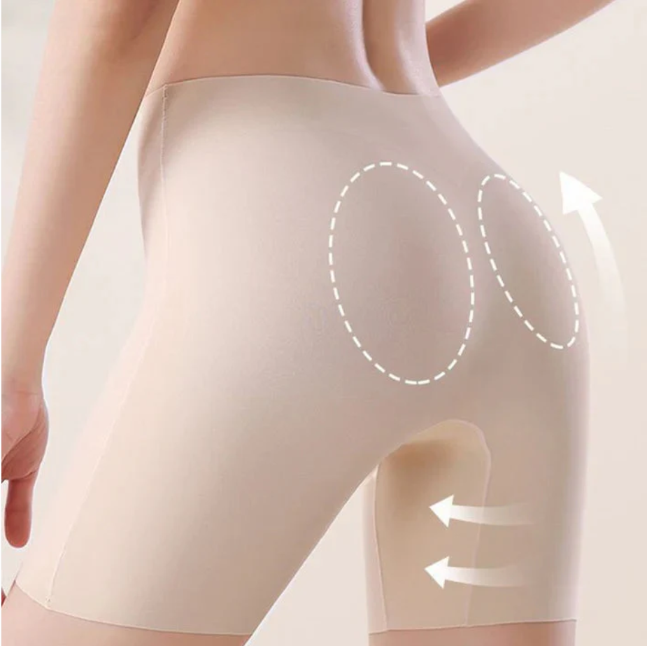 Women High-waist Ice Silk Underwear with Tummy-control Hip-lifting 